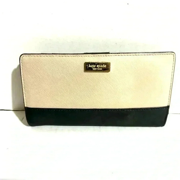 Kate spade beige/ black leather wallet - Picture 1 of 8